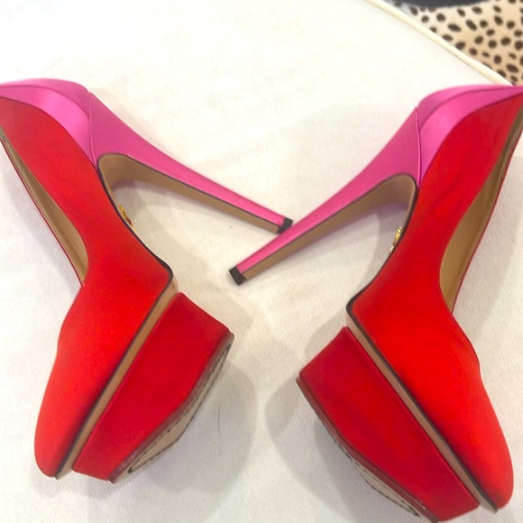 Pink and Red Charlotte Olympia Heels Size 36 - Picture 5 of 6
